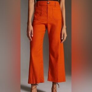 Anthropologie Maeve The Colette Cropped Wide Leg Pants In Orange